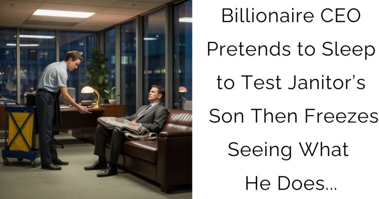 Billionaire CEO Pretends to Sleep to Test Janitor’s Son Then Freezes Seeing What He Does…