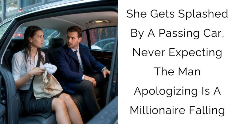 She Gets Splashed By A Passing Car, Never Expecting The Man Apologizing Is A Millionaire Falling