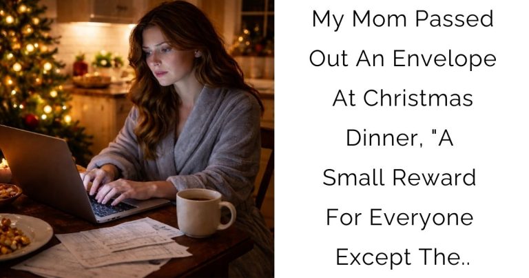 My Mom Passed Out An Envelope At Christmas Dinner, “A Small Reward For Everyone Except The..