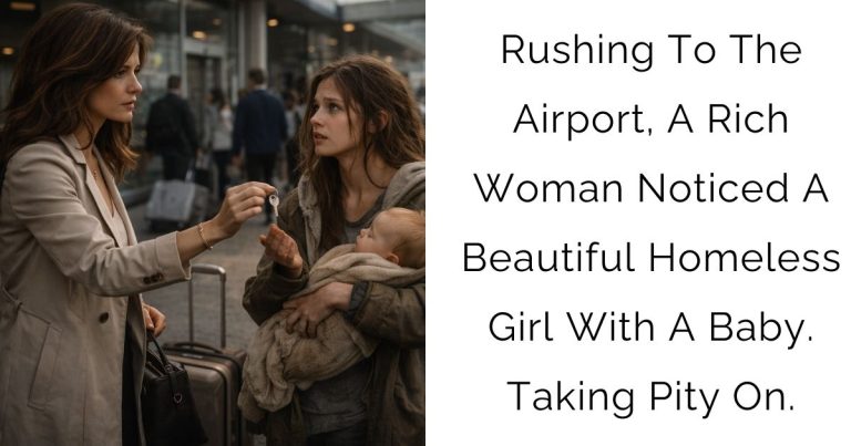 Rushing To The Airport, A Rich Woman Noticed A Beautiful Homeless Girl With A Baby. Taking Pity On.