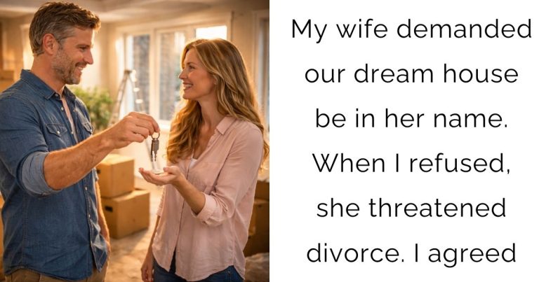 My wife demanded our dream house be in her name. When I refused, she threatened divorce. I agreed