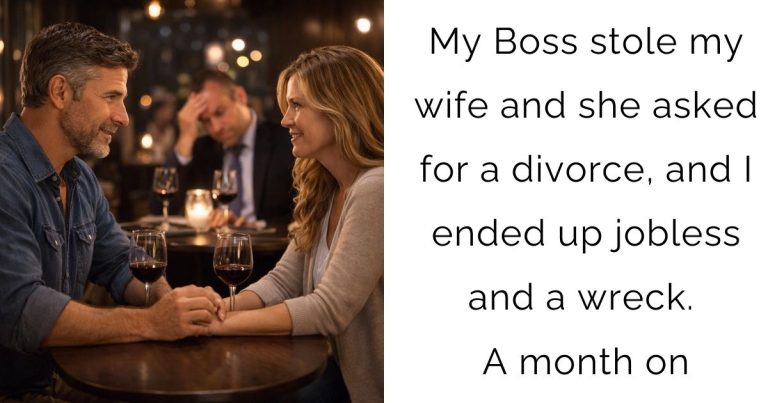 My Boss stole my wife and she asked for a divorce, and I ended up jobless and a wreck. A month on