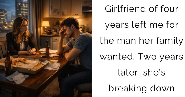 Girlfriend of four years left me for the man her family wanted. Two years later, she’s breaking down