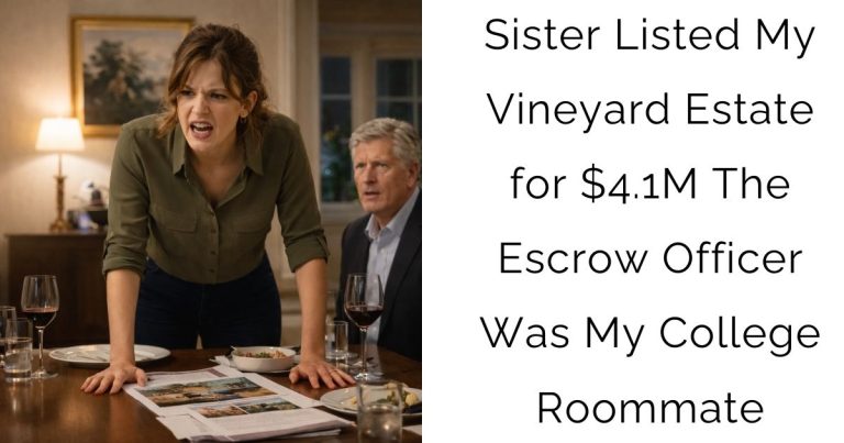 Sister Listed My Vineyard Estate for $4.1M — The Escrow Officer Was My College Roommate