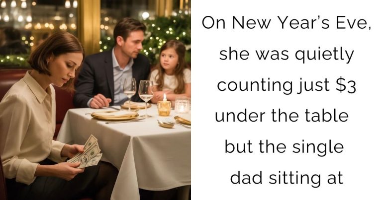 On New Year’s Eve, she was quietly counting just $3 under the table — but the single dad sitting at