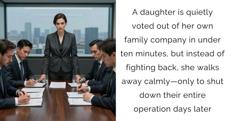 A daughter is quietly voted out of her own family company in under ten minutes, but instead of fighting back, she walks away calmly—only to shut down their entire operation days later
