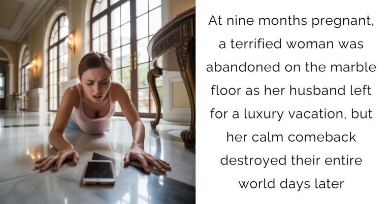 At nine months pregnant, a terrified woman was abandoned on the marble floor as her husband left for a luxury vacation, but her calm comeback destroyed their entire world days later
