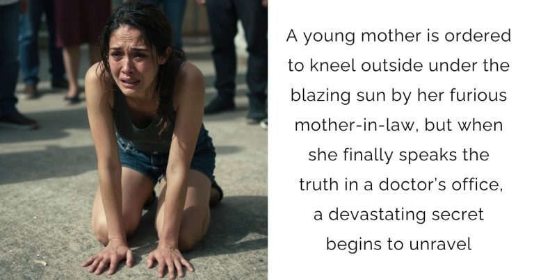 A young mother is ordered to kneel outside under the blazing sun by her furious mother-in-law, but when she finally speaks the truth in a doctor’s office, a devastating secret begins to unravel