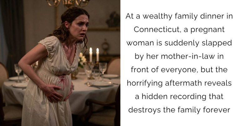At a wealthy family dinner in Connecticut, a pregnant woman is suddenly slapped by her mother-in-law in front of everyone, but the horrifying aftermath reveals a hidden recording that destroys the family forever