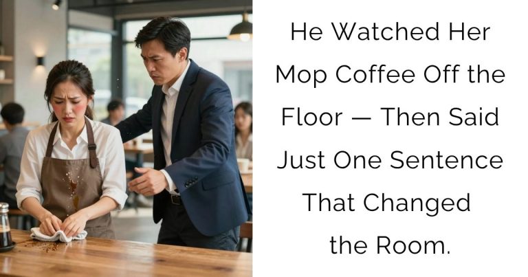 He Watched Her Mop Coffee Off the Floor — Then Said Just One Sentence That Changed the Room.