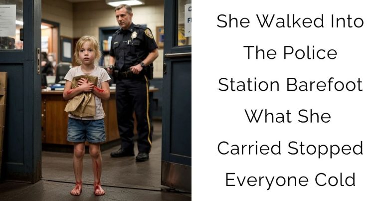 She Walked Into The Police Station Barefoot… What She Carried Stopped Everyone Cold