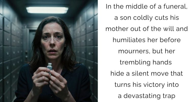 In the middle of a funeral, a son coldly cuts his mother out of the will and humiliates her before mourners, but her trembling hands hide a silent move that turns his victory into a devastating trap