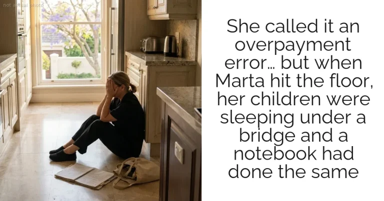She called it an overpayment error… but when Marta hit the floor, her children were sleeping under a bridge and a notebook had done the same