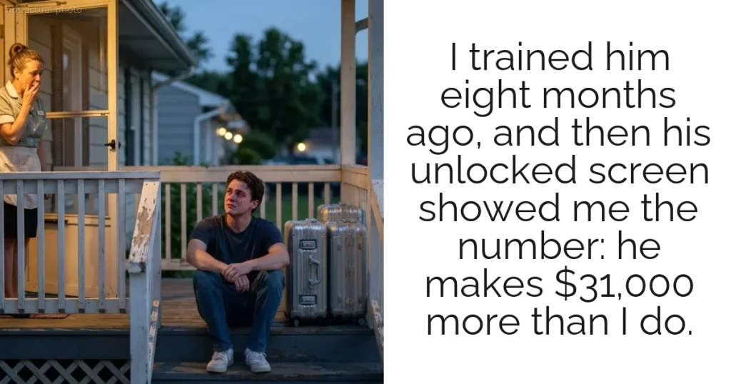 I trained him eight months ago, and then his unlocked screen showed me the number: he makes $31,000 more than I do.