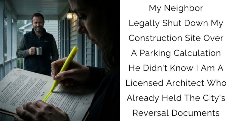 My Neighbor Legally Shut Down My Construction Site Over A Parking Calculation — He Didn’t Know I Am A Licensed Architect Who Already Held The City’s Reversal Documents