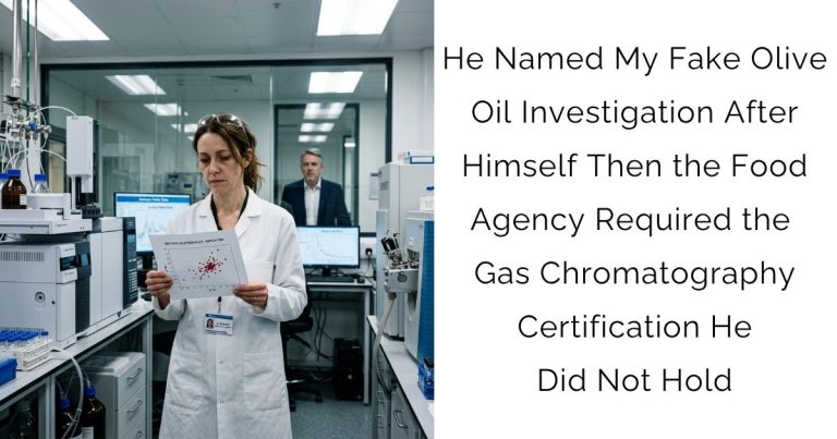He Named My Fake Olive Oil Investigation After Himself — Then the Food Agency Required the Gas Chromatography Certification He Did Not Hold