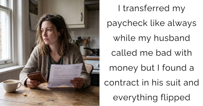I transferred my paycheck like always while my husband called me bad with money but I found a contract in his suit and everything flipped
