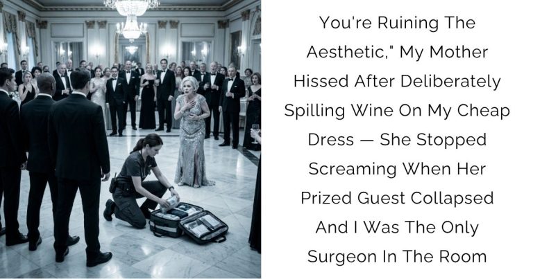 You’re Ruining The Aesthetic,” My Mother Hissed After Deliberately Spilling Wine On My Cheap Dress — She Stopped Screaming When Her Prized Guest Collapsed And I Was The Only Surgeon In The Room