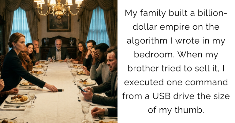 My family built a billion-dollar empire on the algorithm I wrote in my bedroom. When my brother tried to sell it, I executed one command from a USB drive the size of my thumb.
