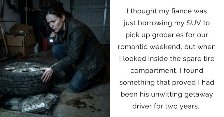 I thought my fiancé was just borrowing my SUV to pick up groceries for our romantic weekend, but when I looked inside the spare tire compartment, I found something that proved I had been his unwitting getaway driver for two years. 🚨