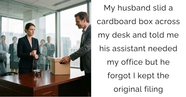 My husband slid a cardboard box across my desk and told me his assistant needed my office but he forgot I kept the original filing