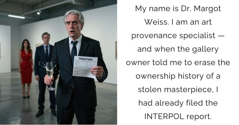 My name is Dr. Margot Weiss. I am an art provenance specialist — and when the gallery owner told me to erase the ownership history of a stolen masterpiece, I had already filed the INTERPOL report.