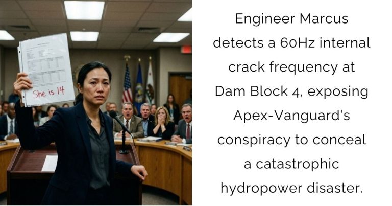 Engineer Marcus detects a 60Hz internal crack frequency at Dam Block 4, exposing Apex-Vanguard’s conspiracy to conceal a catastrophic hydropower disaster.
