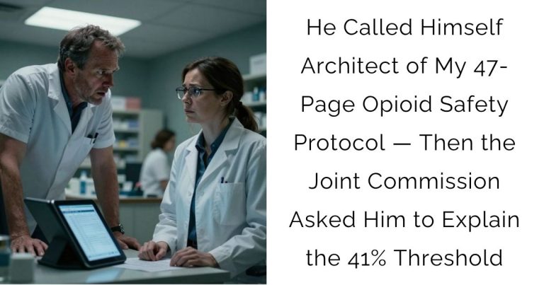 He Called Himself Architect of My 47-Page Opioid Safety Protocol — Then the Joint Commission Asked Him to Explain the 41% Threshold