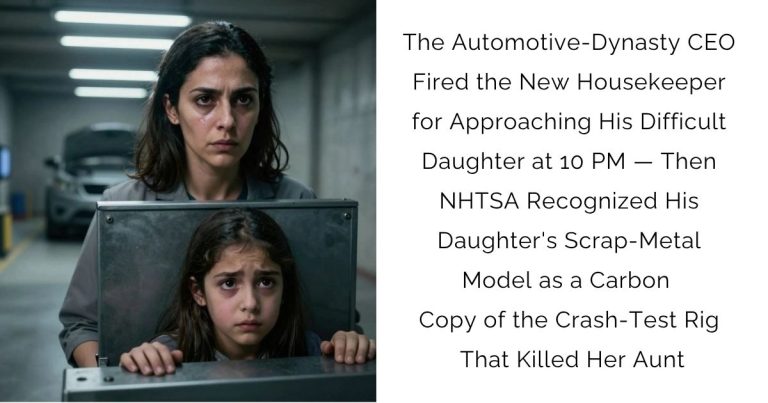 The Automotive-Dynasty CEO Fired the New Housekeeper for Approaching His Difficult Daughter at 10 PM — Then NHTSA Recognized His Daughter’s Scrap-Metal Model as a Carbon Copy of the Crash-Test Rig That Killed Her Aunt