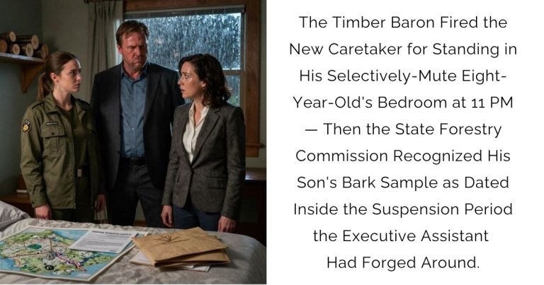 The Timber Baron Fired the New Caretaker for Standing in His Selectively-Mute Eight-Year-Old’s Bedroom at 11 PM — Then the State Forestry Commission Recognized His Son’s Bark Sample as Dated Inside the Suspension Period the Executive Assistant Had Forged Around.