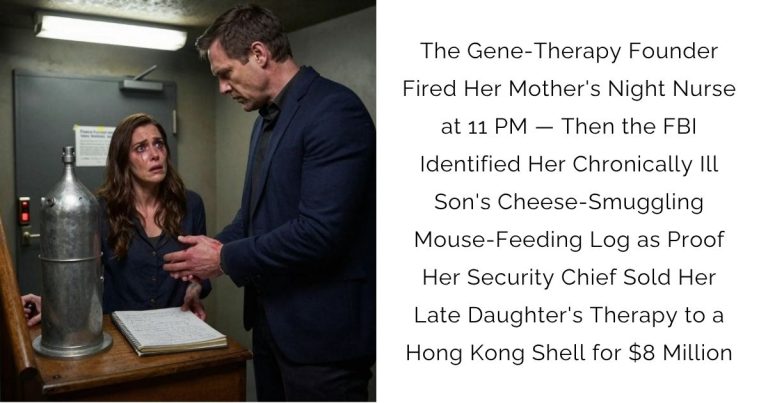 The Gene-Therapy Founder Fired Her Mother’s Night Nurse at 11 PM — Then the FBI Identified Her Chronically Ill Son’s Cheese-Smuggling Mouse-Feeding Log as Proof Her Security Chief Sold Her Late Daughter’s Therapy to a Hong Kong Shell for $8 Million