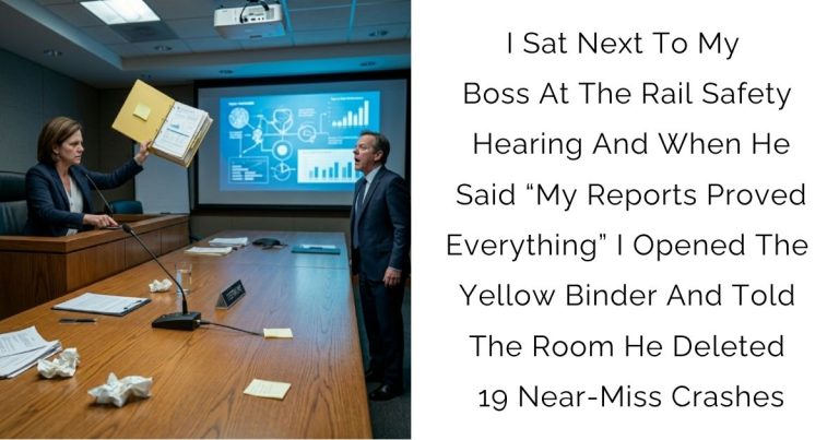 I Sat Next To My Boss At The Rail Safety Hearing And When He Said “My Reports Proved Everything” I Opened The Yellow Binder And Told The Room He Deleted 19 Near-Miss Crashes