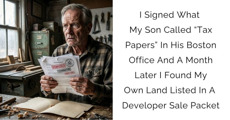 I Signed What My Son Called “Tax Papers” In His Boston Office And A Month Later I Found My Own Land Listed In A Developer Sale Packet
