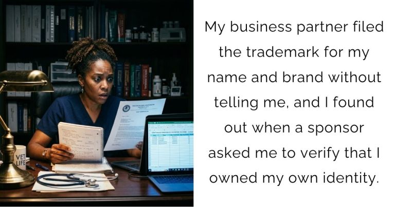 My business partner filed the trademark for my name and brand without telling me, and I found out when a sponsor asked me to verify that I owned my own identity.