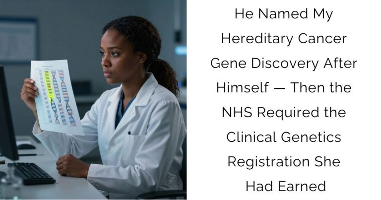 He Named My Hereditary Cancer Gene Discovery After Himself — Then the NHS Required the Clinical Genetics Registration She Had Earned