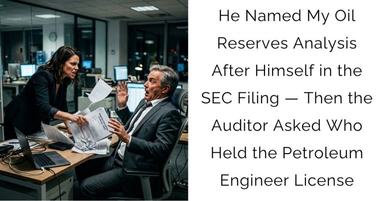 He Named My Oil Reserves Analysis After Himself in the SEC Filing — Then the Auditor Asked Who Held the Petroleum Engineer License