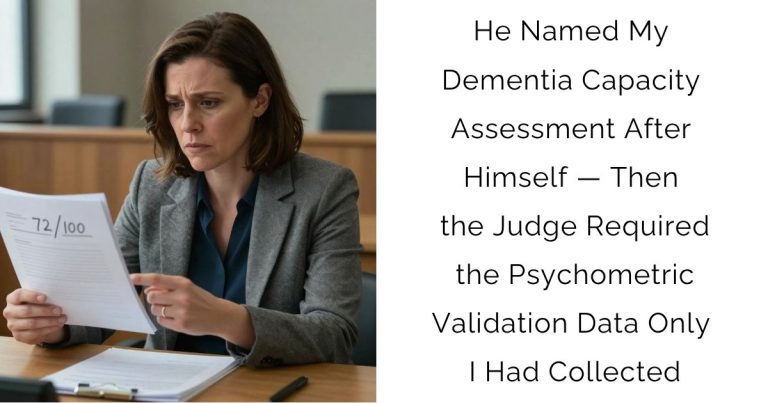 He Named My Dementia Capacity Assessment After Himself — Then the Judge Required the Psychometric Validation Data Only I Had Collected