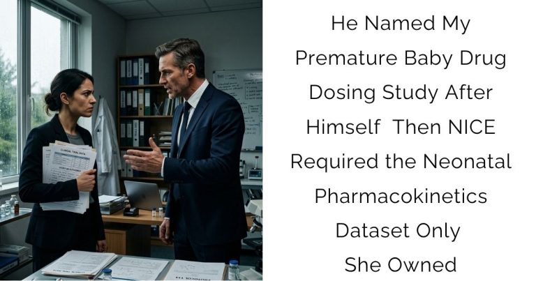 He Named My Premature Baby Drug Dosing Study After Himself — Then NICE Required the Neonatal Pharmacokinetics Dataset Only She Owned