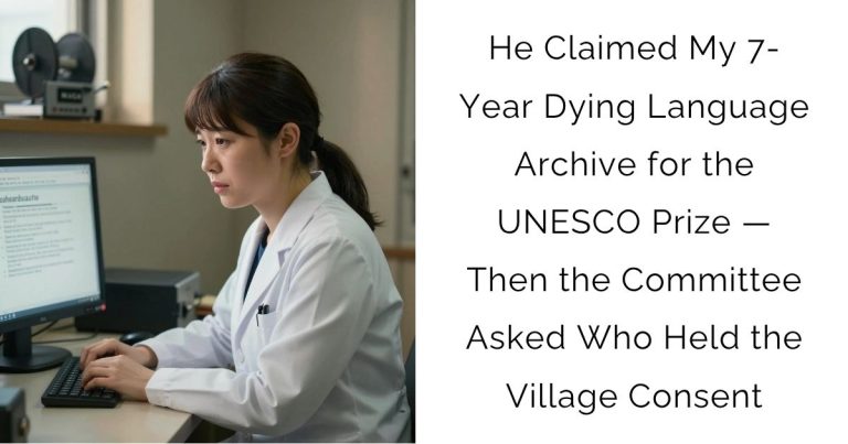 He Claimed My 7-Year Dying Language Archive for the UNESCO Prize — Then the Committee Asked Who Held the Village Consent
