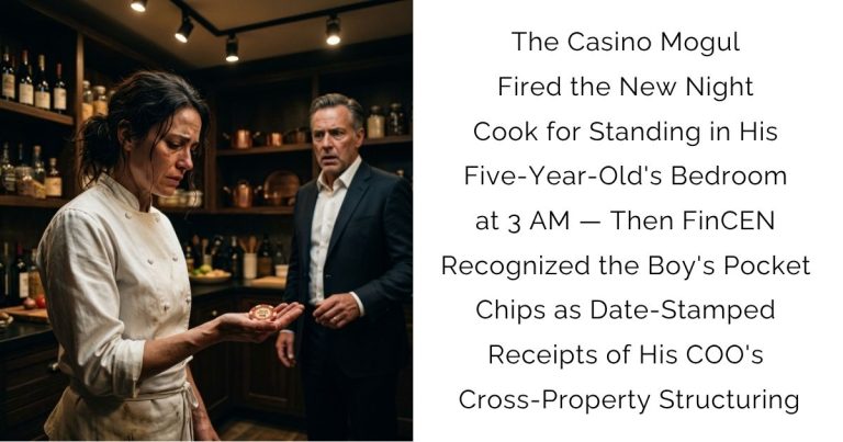 The Casino Mogul Fired the New Night Cook for Standing in His Five-Year-Old’s Bedroom at 3 AM — Then FinCEN Recognized the Boy’s Pocket Chips as Date-Stamped Receipts of His COO’s Cross-Property Structuring