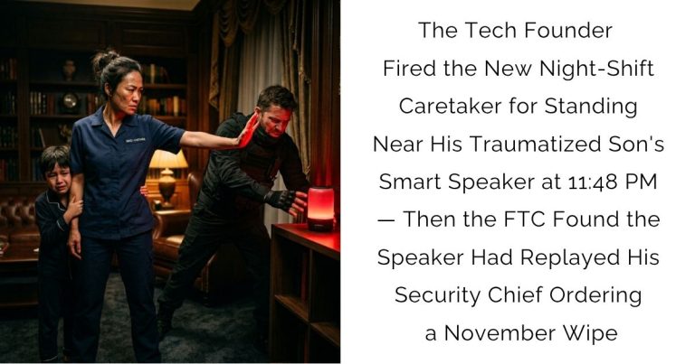 The Tech Founder Fired the New Night-Shift Caretaker for Standing Near His Traumatized Son’s Smart Speaker at 11:48 PM — Then the FTC Found the Speaker Had Replayed His Security Chief Ordering a November Wipe