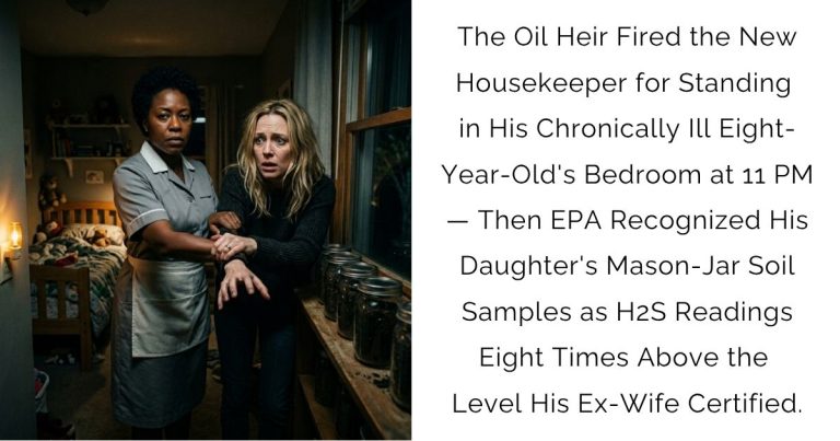 The Oil Heir Fired the New Housekeeper for Standing in His Chronically Ill Eight-Year-Old’s Bedroom at 11 PM — Then EPA Recognized His Daughter’s Mason-Jar Soil Samples as H2S Readings Eight Times Above the Level His Ex-Wife Certified.