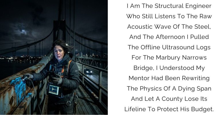 I Am The Structural Engineer Who Still Listens To The Raw Acoustic Wave Of The Steel, And The Afternoon I Pulled The Offline Ultrasound Logs For The Marbury Narrows Bridge, I Understood My Mentor Had Been Rewriting The Physics Of A Dying Span — And Let A County Lose Its Lifeline To Protect His Budget.