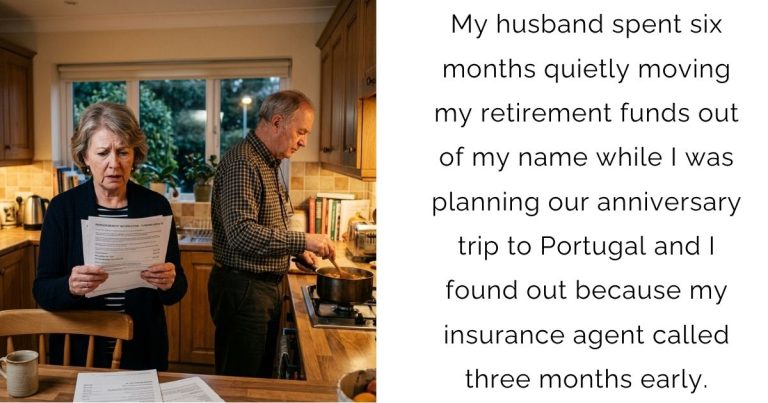 My husband spent six months quietly moving my retirement funds out of my name while I was planning our anniversary trip to Portugal — and I found out because my insurance agent called three months early.