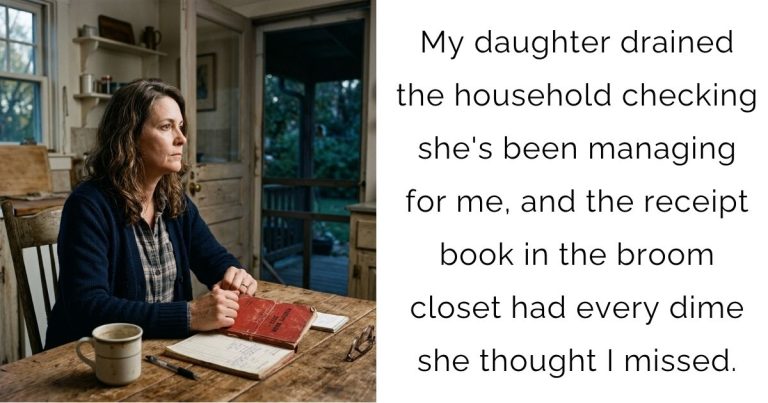 My daughter drained the household checking she’s been “managing” for me, and the receipt book in the broom closet had every dime she thought I missed.