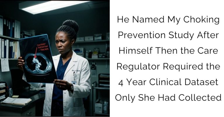 He Named My Choking Prevention Study After Himself — Then the Care Regulator Required the 4-Year Clinical Dataset Only She Had Collected