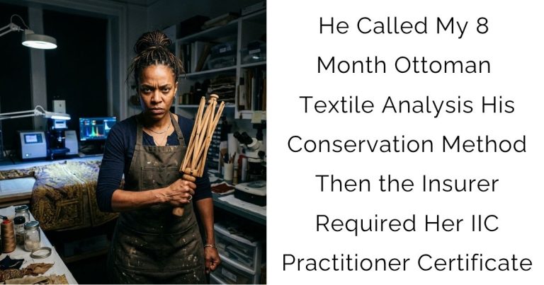 He Called My 8-Month Ottoman Textile Analysis His Conservation Method — Then the Insurer Required Her IIC Practitioner Certificate