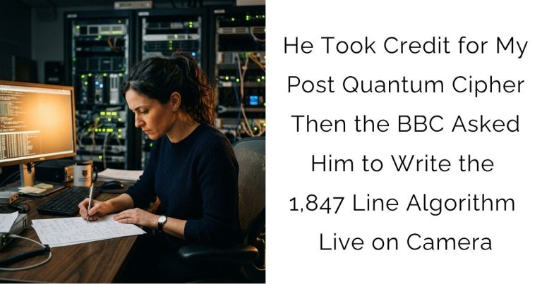 He Took Credit for My Post-Quantum Cipher — Then the BBC Asked Him to Write the 1,847-Line Algorithm Live on Camera