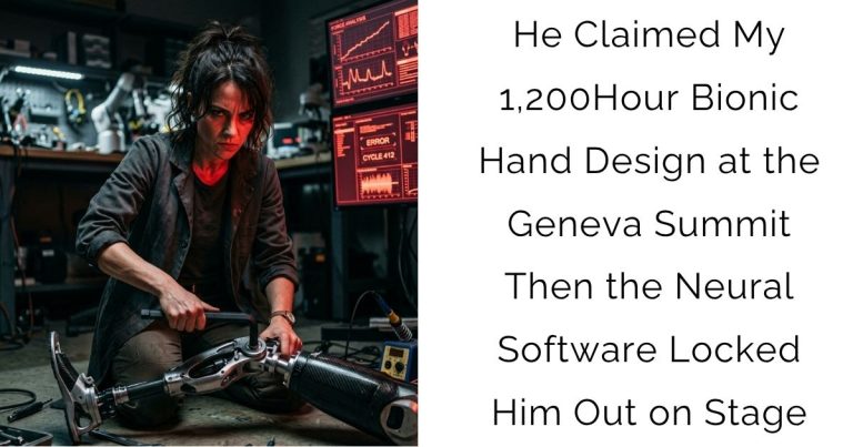 He Claimed My 1,200-Hour Bionic Hand Design at the Geneva Summit — Then the Neural Software Locked Him Out on Stage