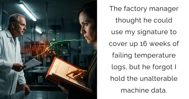 The factory manager thought he could use my signature to cover up 16 weeks of failing temperature logs, but he forgot I hold the unalterable machine data.